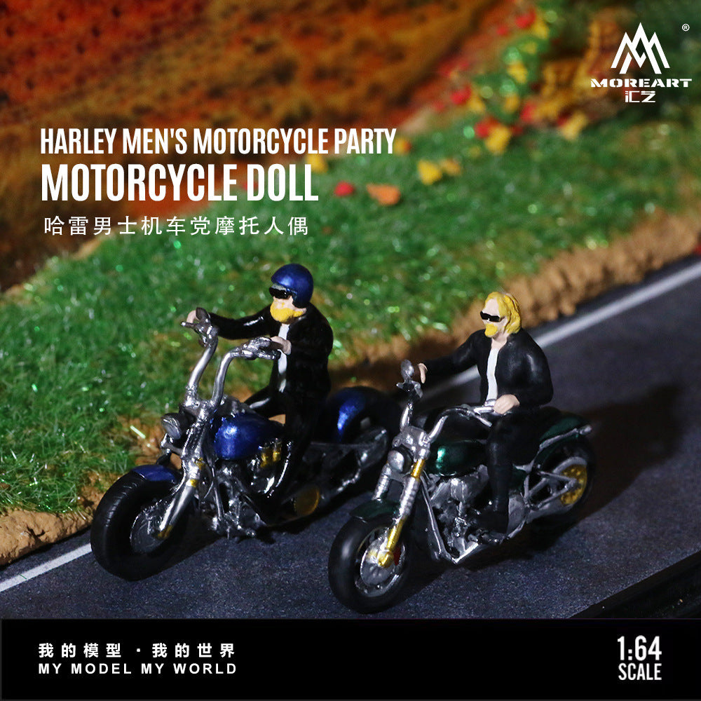 匯藝MoreArt1:64  哈雷男士機車黨摩托人偶仿真樹脂模型-CASEZONE