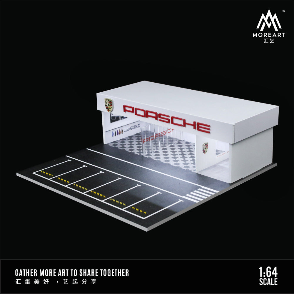 MoreArt 1:64 保時捷 蘭博改裝店燈光版場景模型-CASEZONE