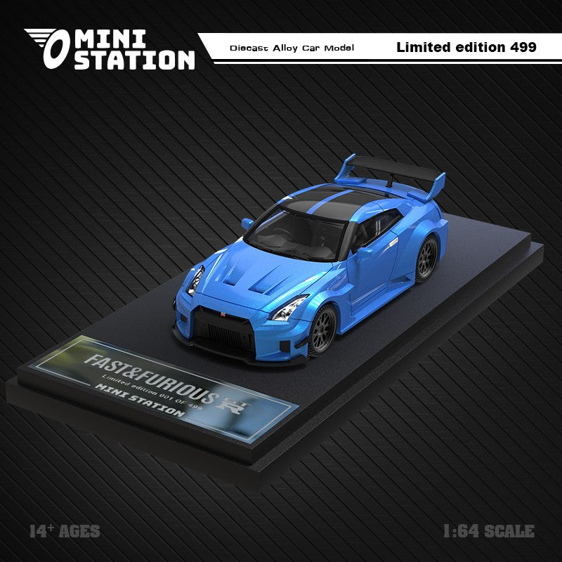 MiniStation1:64 尼桑GTR R35 3.0速度與激情 仿真合金汽車模型