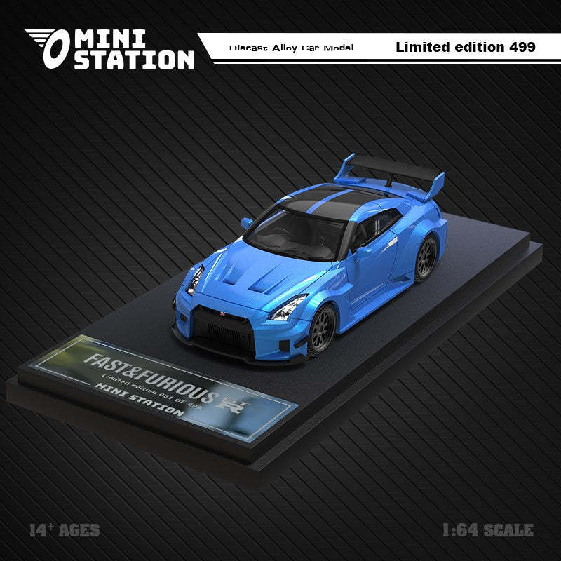 MiniStation1:64 尼桑GTR R35 3.0速度與激情 仿真合金汽車模型