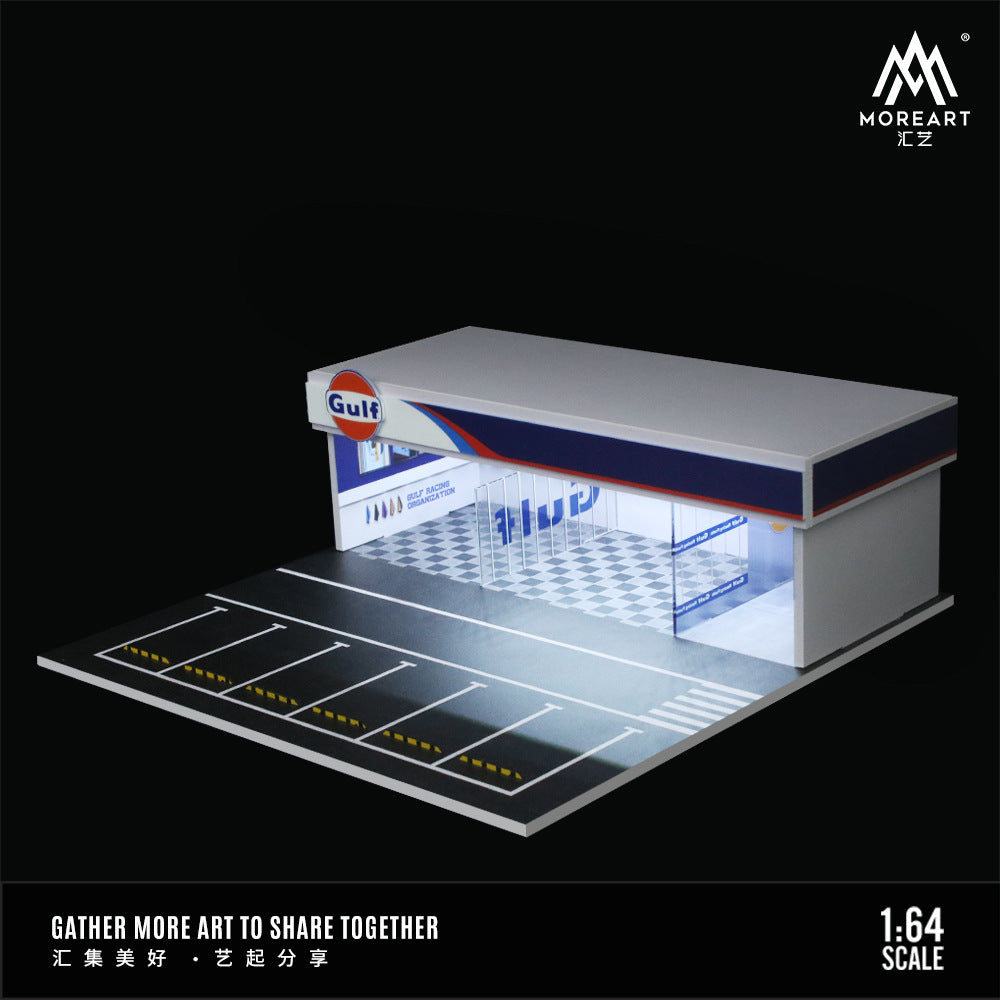 1:64 改裝店拼裝燈光版場景模型車模展示臺收藏