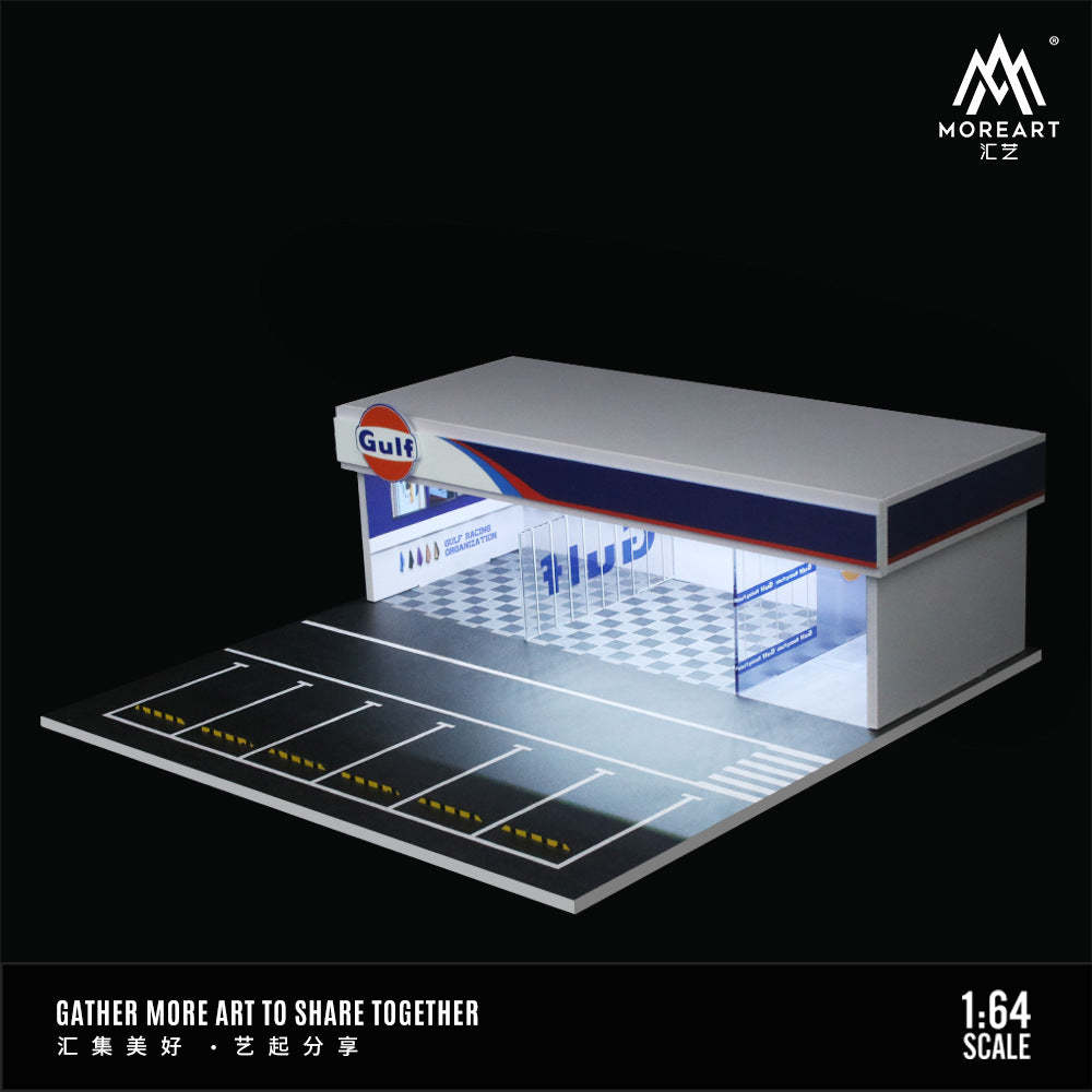 1:64 改裝店拼裝燈光版場景模型車模展示臺收藏