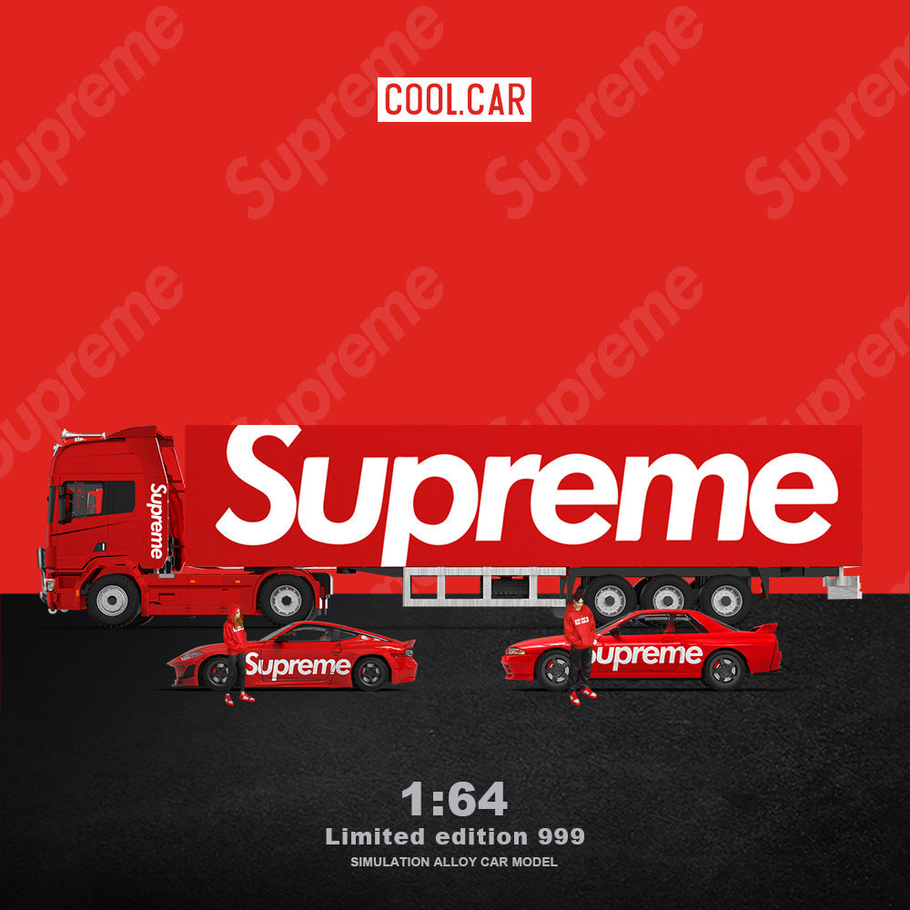 CoolCar 1:64 尼桑400Z GTR32斯堪尼亞貨櫃車 Supreme合金車模型-CASEZONE