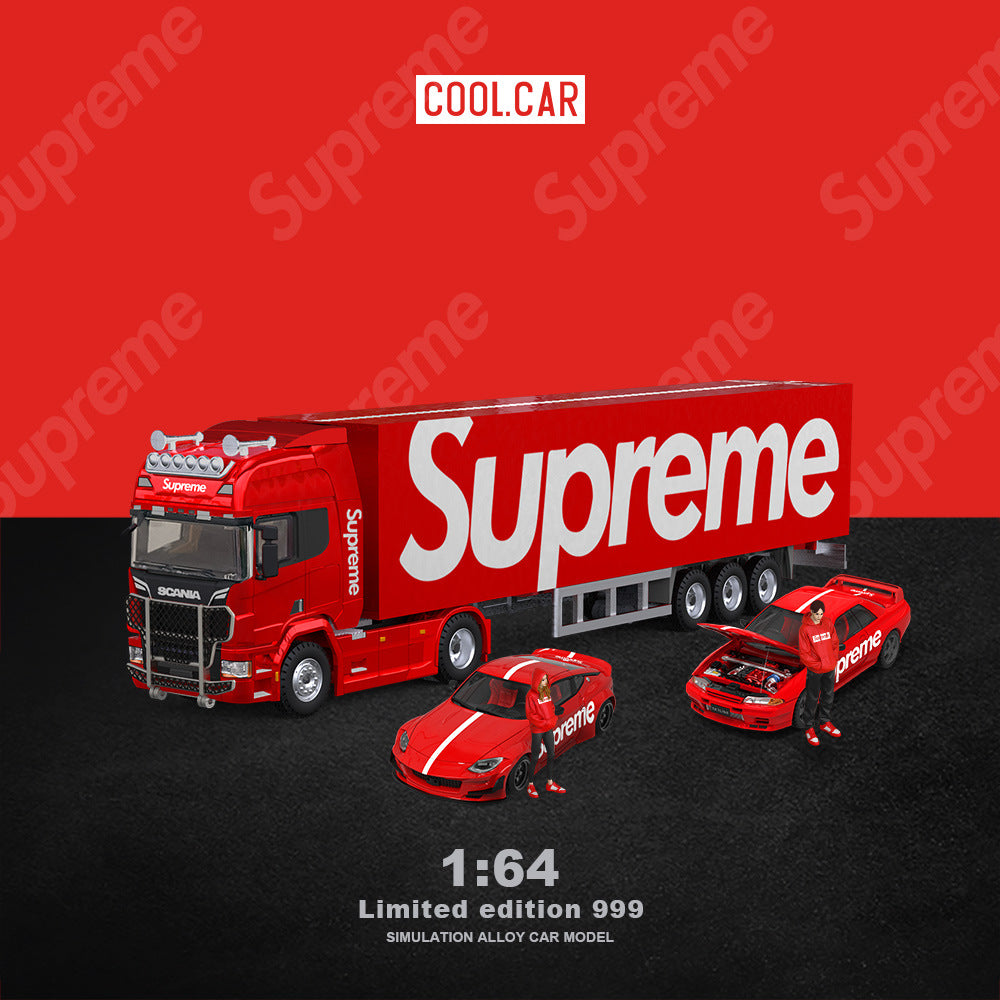 CoolCar 1:64 尼桑400Z GTR32斯堪尼亞貨櫃車 Supreme合金車模型-CASEZONE