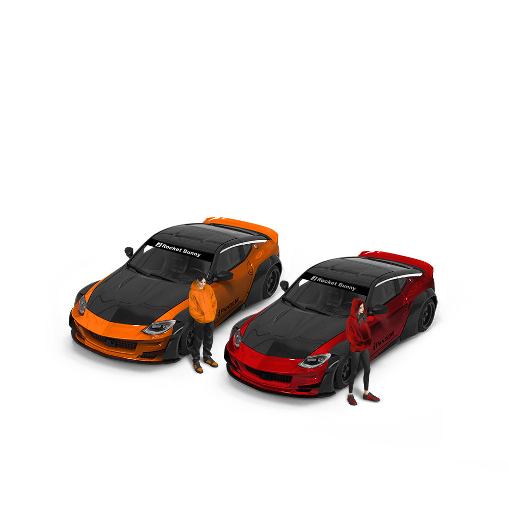 TimeMicro 1:64 尼桑400Z 金屬紅黑和橙黑塗裝仿真合金汽車模型-CASEZONE