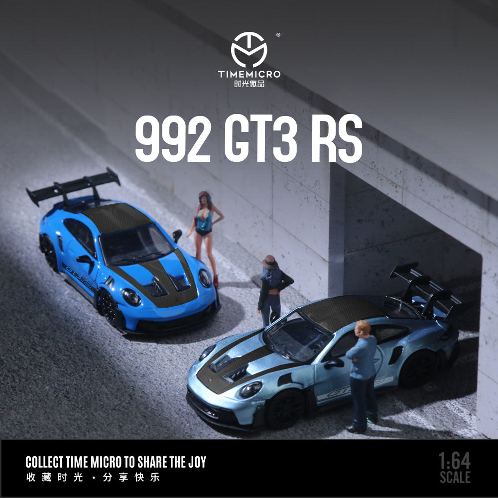 TM 1:64 保時捷992 GT3 RS 冰川藍和星空藍仿真合金車模型-CASEZONE