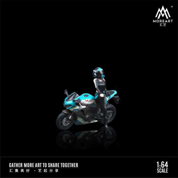 1:64  本田 CBR 1000RR藍色拉花摩托人偶套裝樹脂模型-CASEZONE