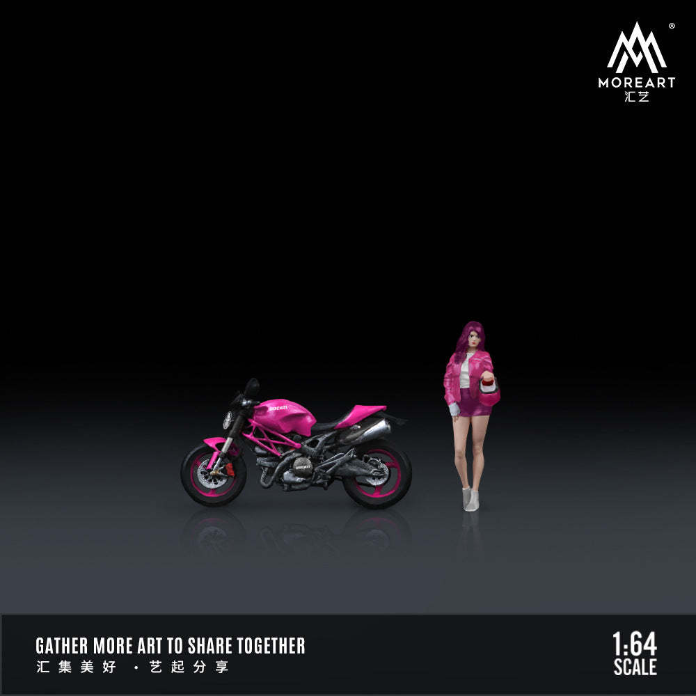 MoreArt 1:64  杜卡迪怪獸696粉裝少女摩托人偶套裝樹脂-CASEZONE