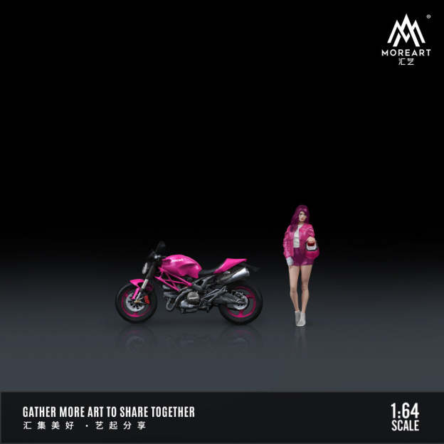 MoreArt 1:64  杜卡迪怪獸696粉裝少女摩托人偶套裝樹脂-CASEZONE