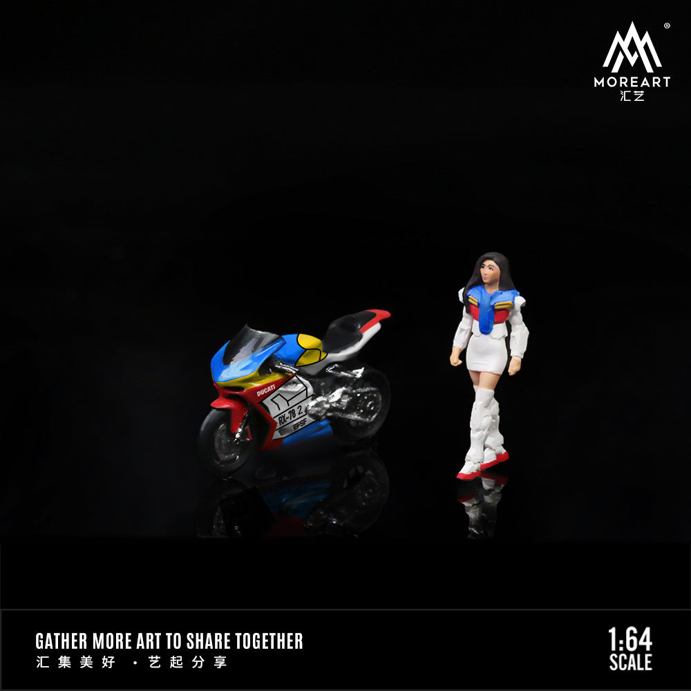 MoreArt1:64  杜卡迪機甲摩托車女人偶套裝樹脂模型-CASEZONE