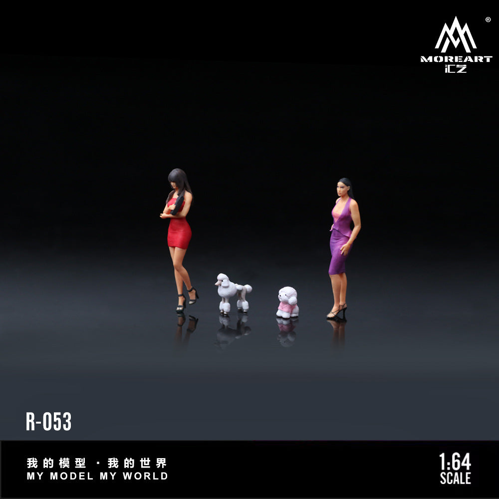 MoreArt1:64  遛狗女郎人偶套裝仿真樹脂模型-CASEZONE