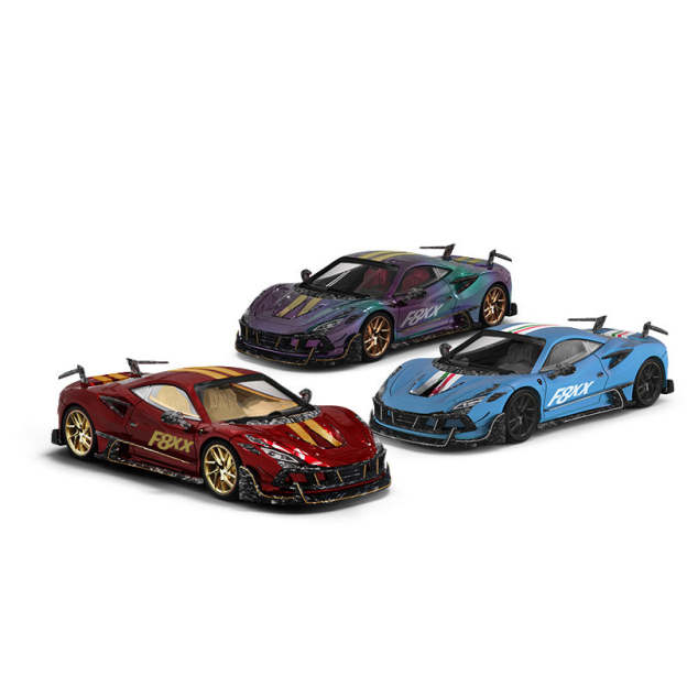 AM 法拉利邁莎銳F8XX 金屬透明紅& babyblue&金屬變色龍合金車模型-CASEZONE