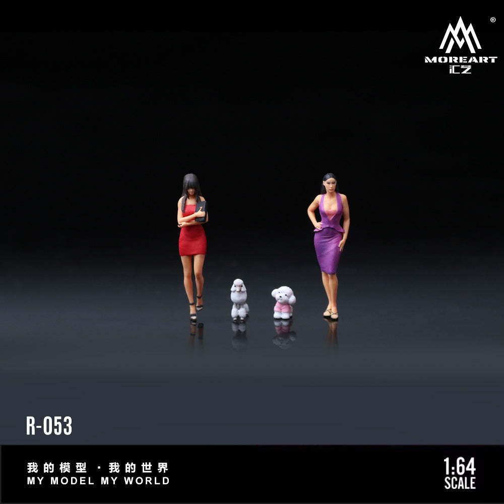 MoreArt1:64  遛狗女郎人偶套裝仿真樹脂模型-CASEZONE