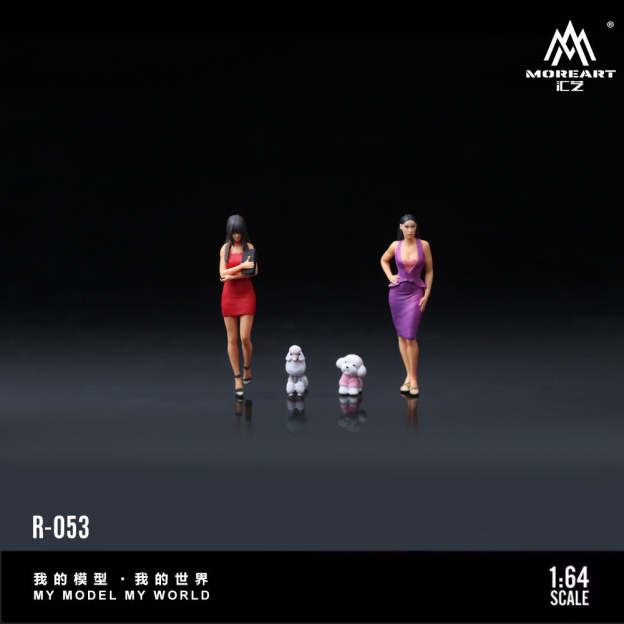 MoreArt1:64  遛狗女郎人偶套裝仿真樹脂模型-CASEZONE