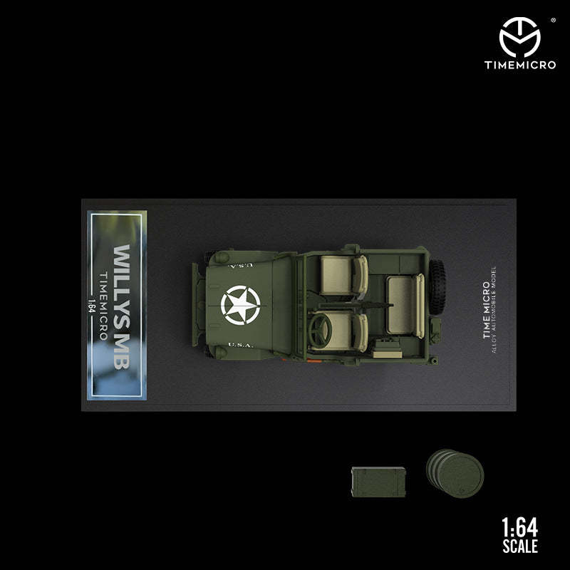 TM 1:64 二戰吉普車威利斯軍綠色仿真合金車模 收藏禮品擺件-CASEZONE