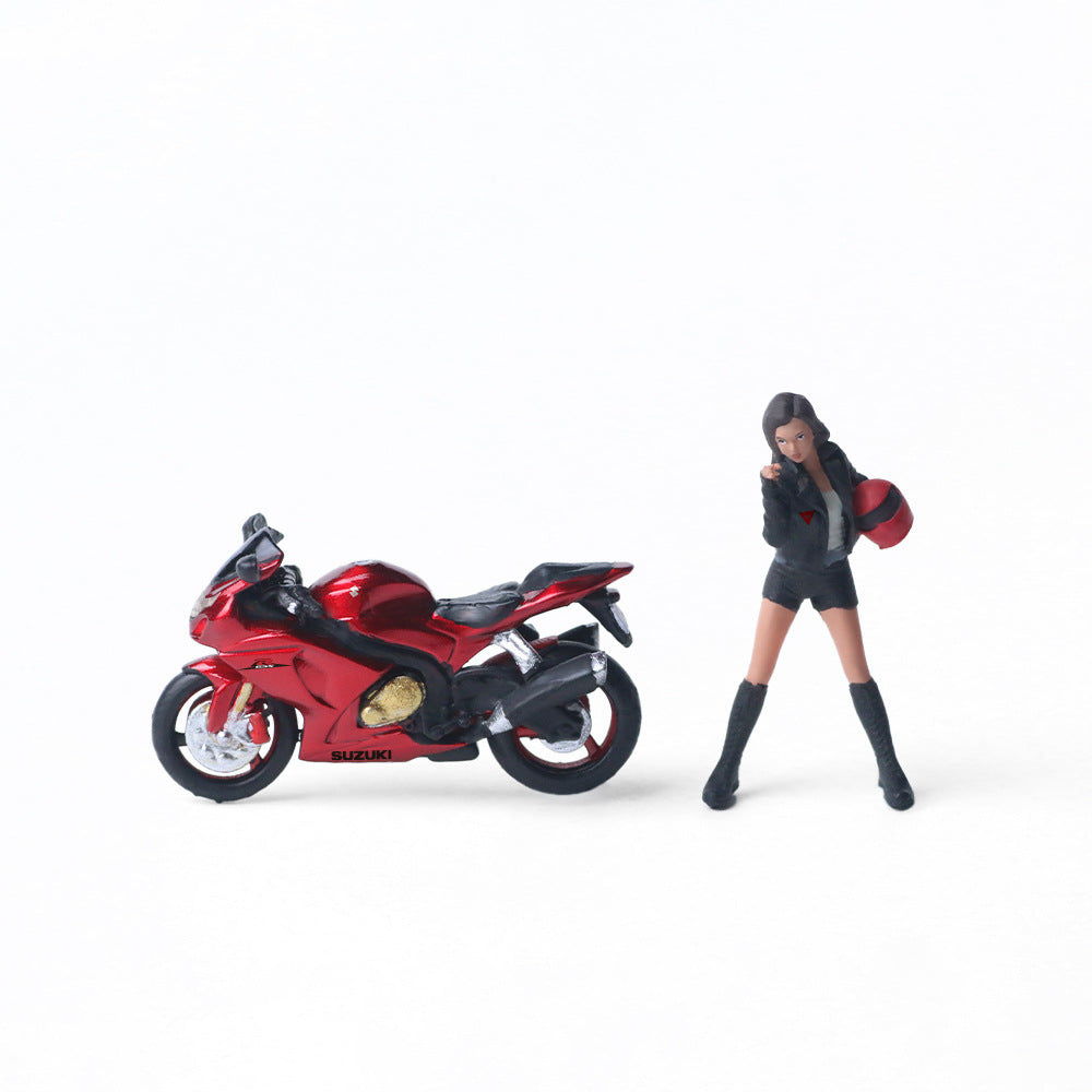 MoreArt1:64  鈴木透明紅摩托女郎仿真樹脂模型-CASEZONE