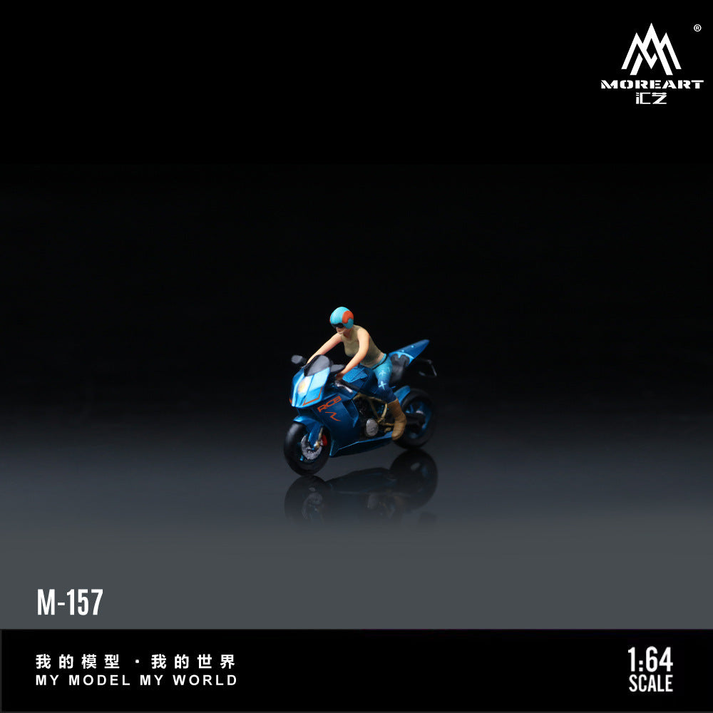 MoreArt 1:64 KTM1190亮藍女郎摩托人偶套裝仿真樹脂模型-CASEZONE