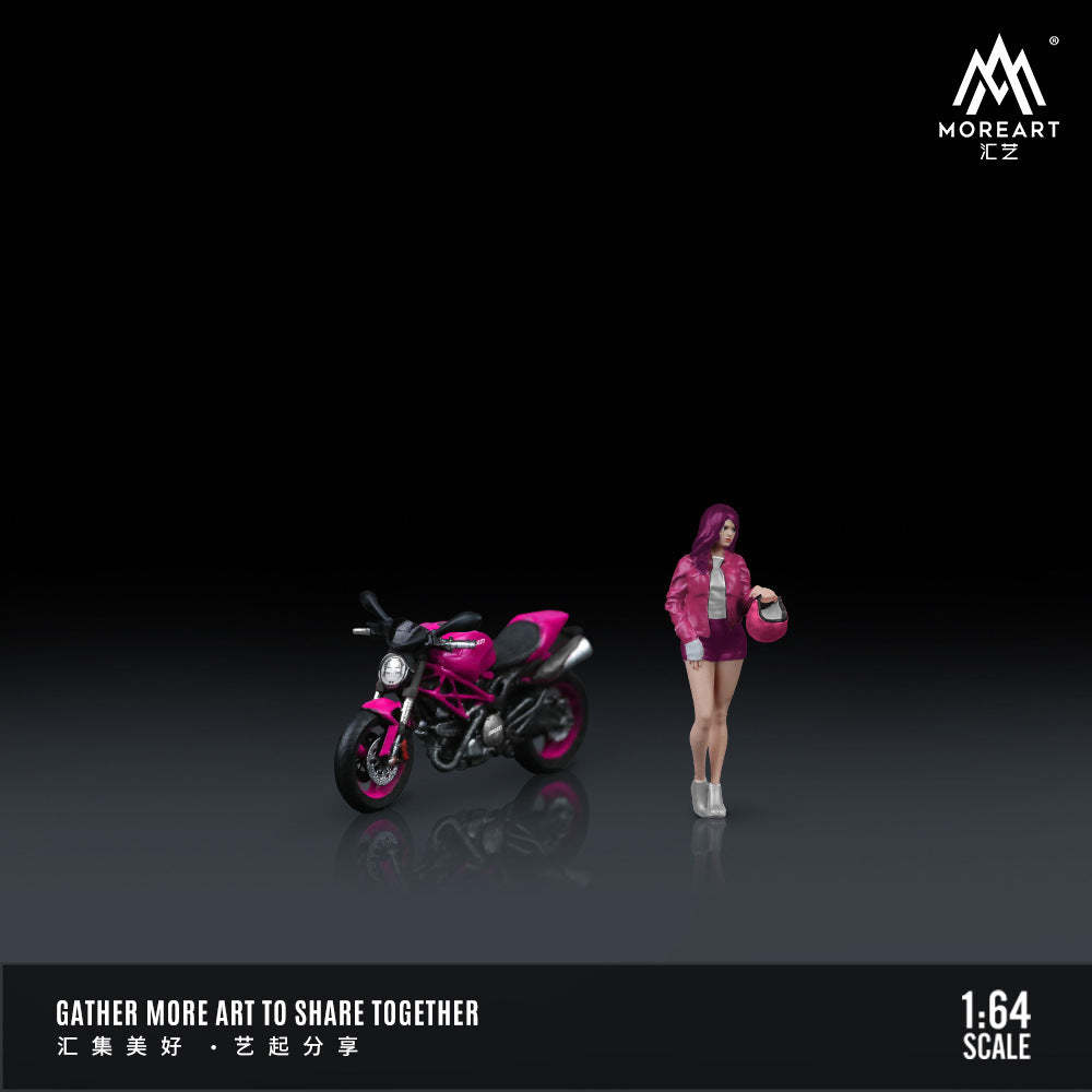 MoreArt 1:64  杜卡迪怪獸696粉裝少女摩托人偶套裝樹脂-CASEZONE
