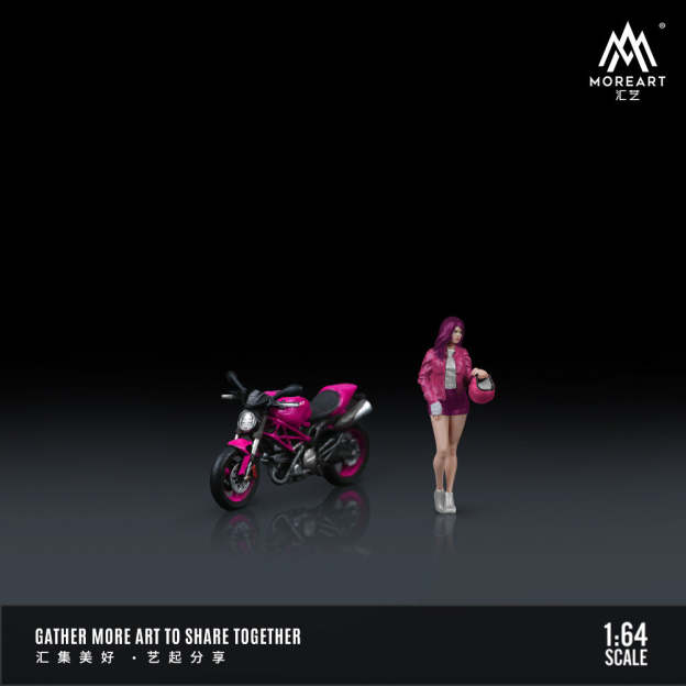 MoreArt 1:64  杜卡迪怪獸696粉裝少女摩托人偶套裝樹脂-CASEZONE