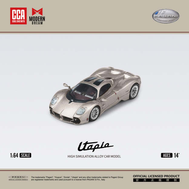 ModernDream+CCA聯名1:64 帕加尼烏托邦素色仿真合金汽車模型-CASEZONE