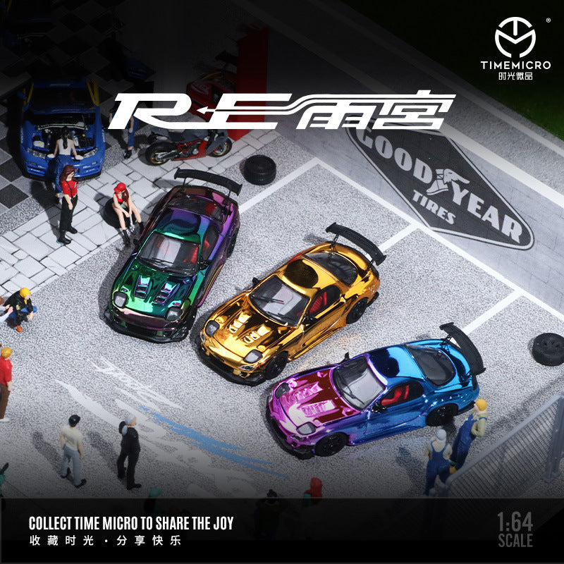 TimeMicro 1:64 馬自達RX-7雨宮 開蓋版電鍍色仿真合金汽車模-CASEZONE