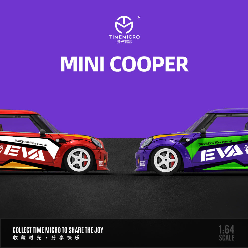 TM1:64 寶馬MINI COOPER EVA初號機 二號機仿真合金汽車模型-CASEZONE