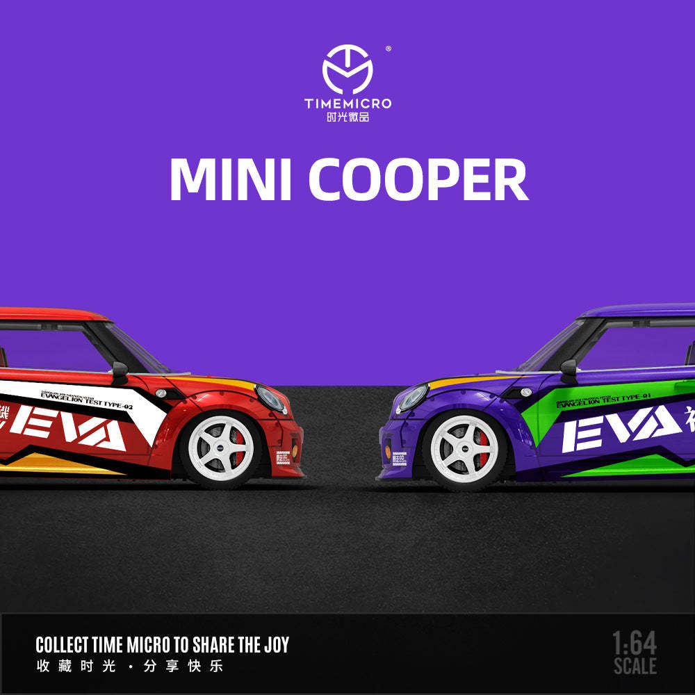 TM1:64 寶馬MINI COOPER EVA初號機 二號機仿真合金汽車模型-CASEZONE