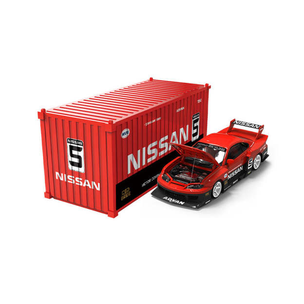 SUPCAR 1:64  S15前蓋可開紅黑系列集裝箱套裝 合金汽車模型-CASEZONE