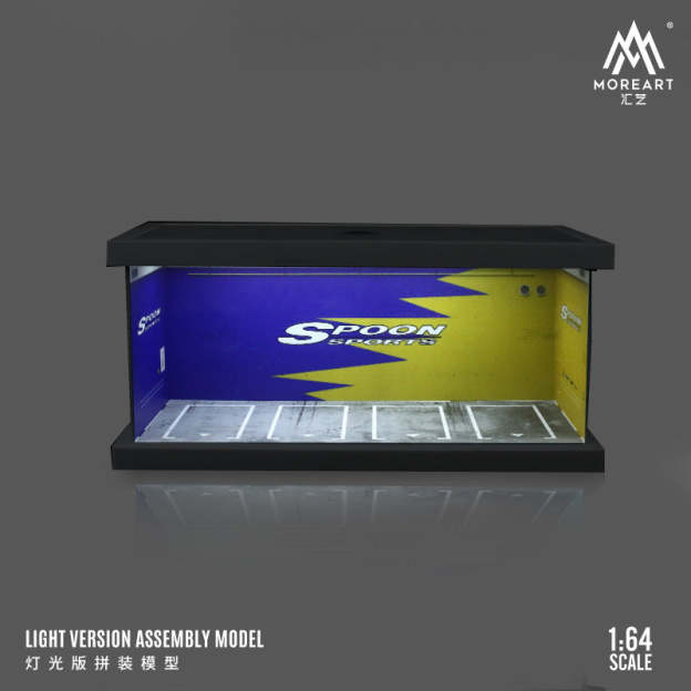 MoreArt 1:64 主題停車四車位燈光版拼裝場景模型-CASEZONE