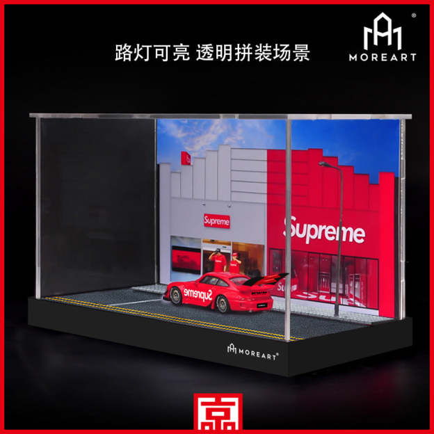 潮牌supreme人偶周邊仿真場景64比例合金汽車模型拼裝場景擺-CASEZONE