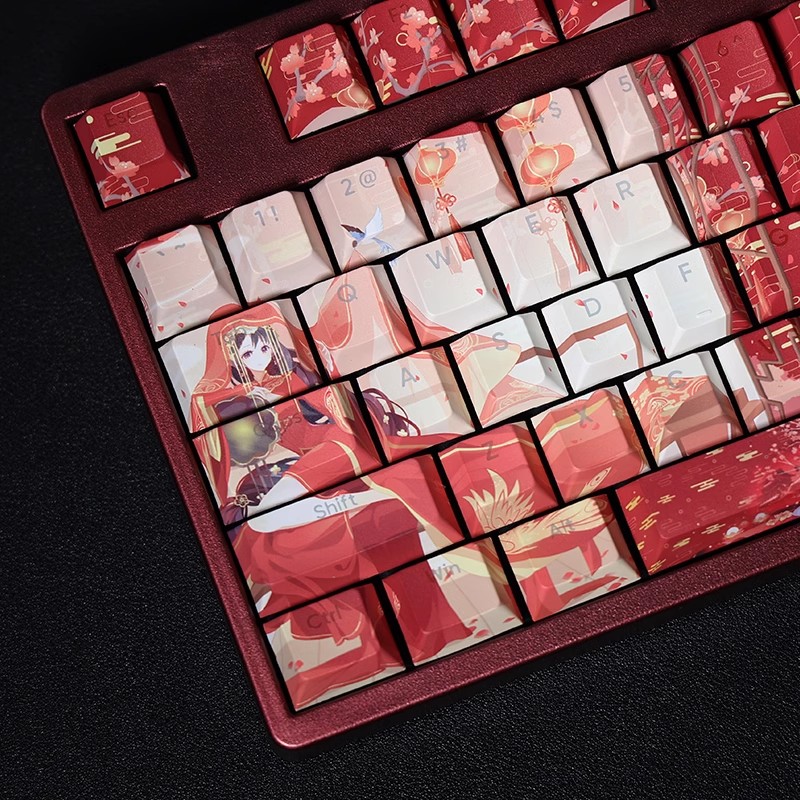 十裡紅妝透光RGB108鍵標準配列衛星軸鍵帽-CASEZONE