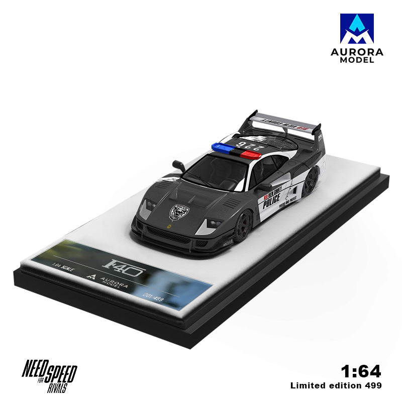 AM1:64 H300平板運輸拖車&F40 警車版塗裝仿真合金汽車模型-CASEZONE