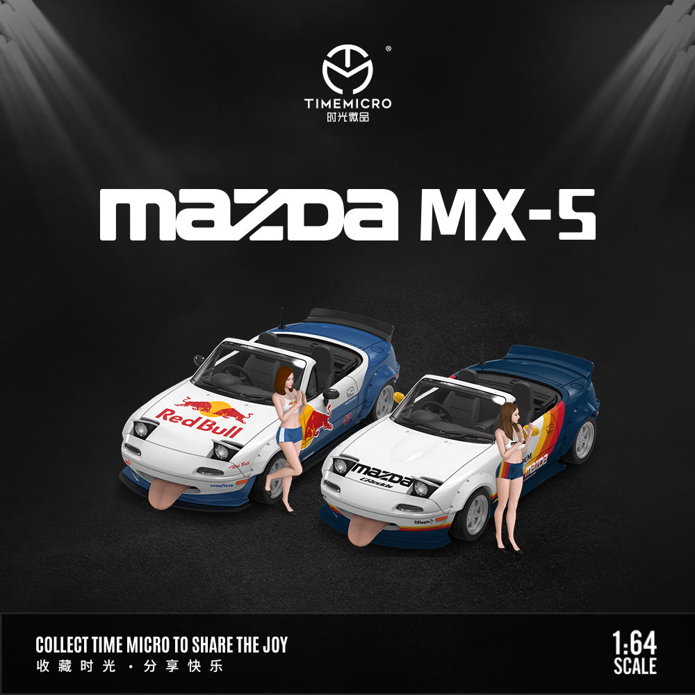 TimeMicro 1:64 馬自達 MX5 紅牛和彩條塗裝仿真合金汽車-CASEZONE