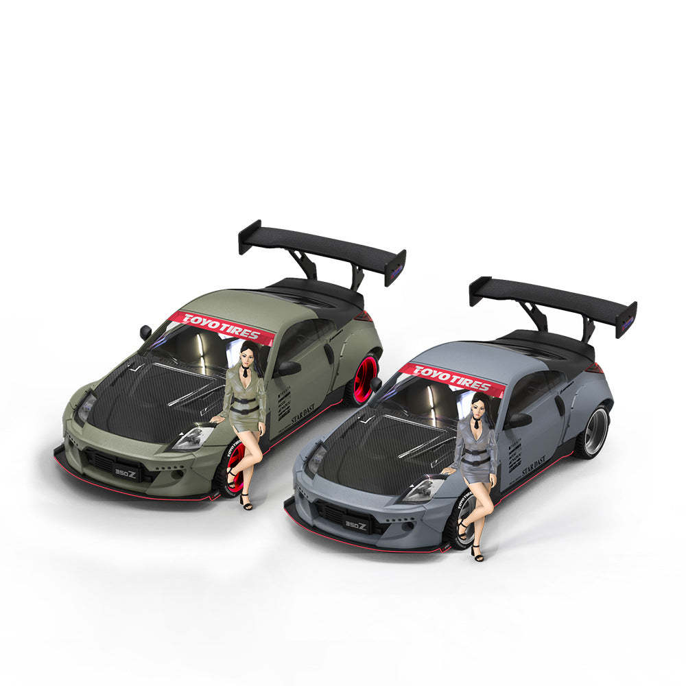 時光TimeMicro1:64尼桑350Z啞綠 戰鬥灰仿真合金汽車模型-CASEZONE