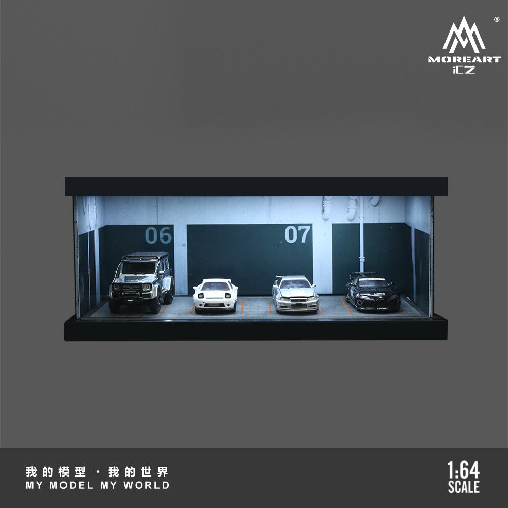 MoreArt 1:64 主題停車四車位燈光版拼裝場景-CASEZONE