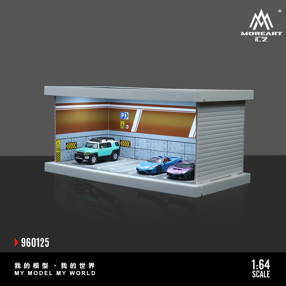 匯藝MoreArt1:64 地下停車庫燈光版拼裝場景仿真模型-CASEZONE