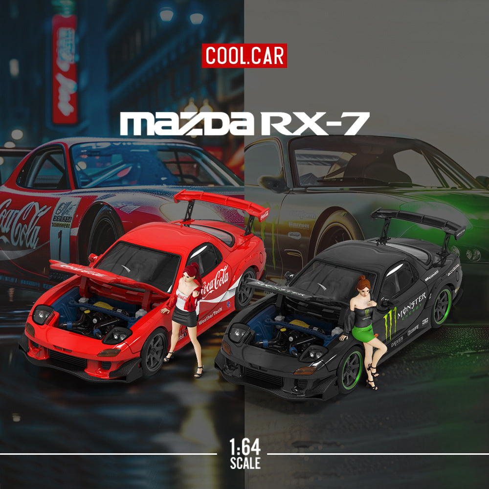 CC1:64馬自達RX-7雨宮開蓋版可口可樂1號 魔爪仿真合金車模型-CASEZONE