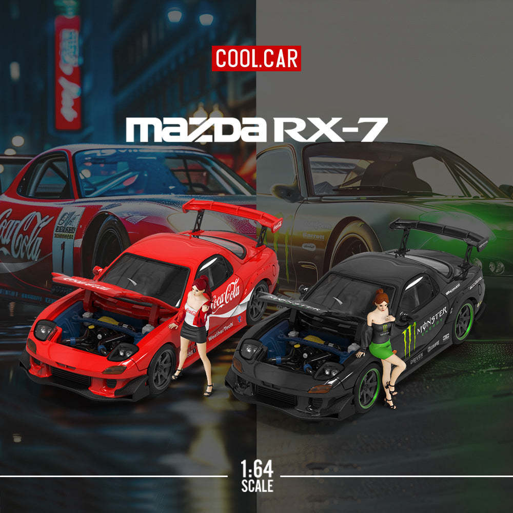 CC1:64馬自達RX-7雨宮開蓋版可口可樂1號 魔爪仿真合金車模型-CASEZONE