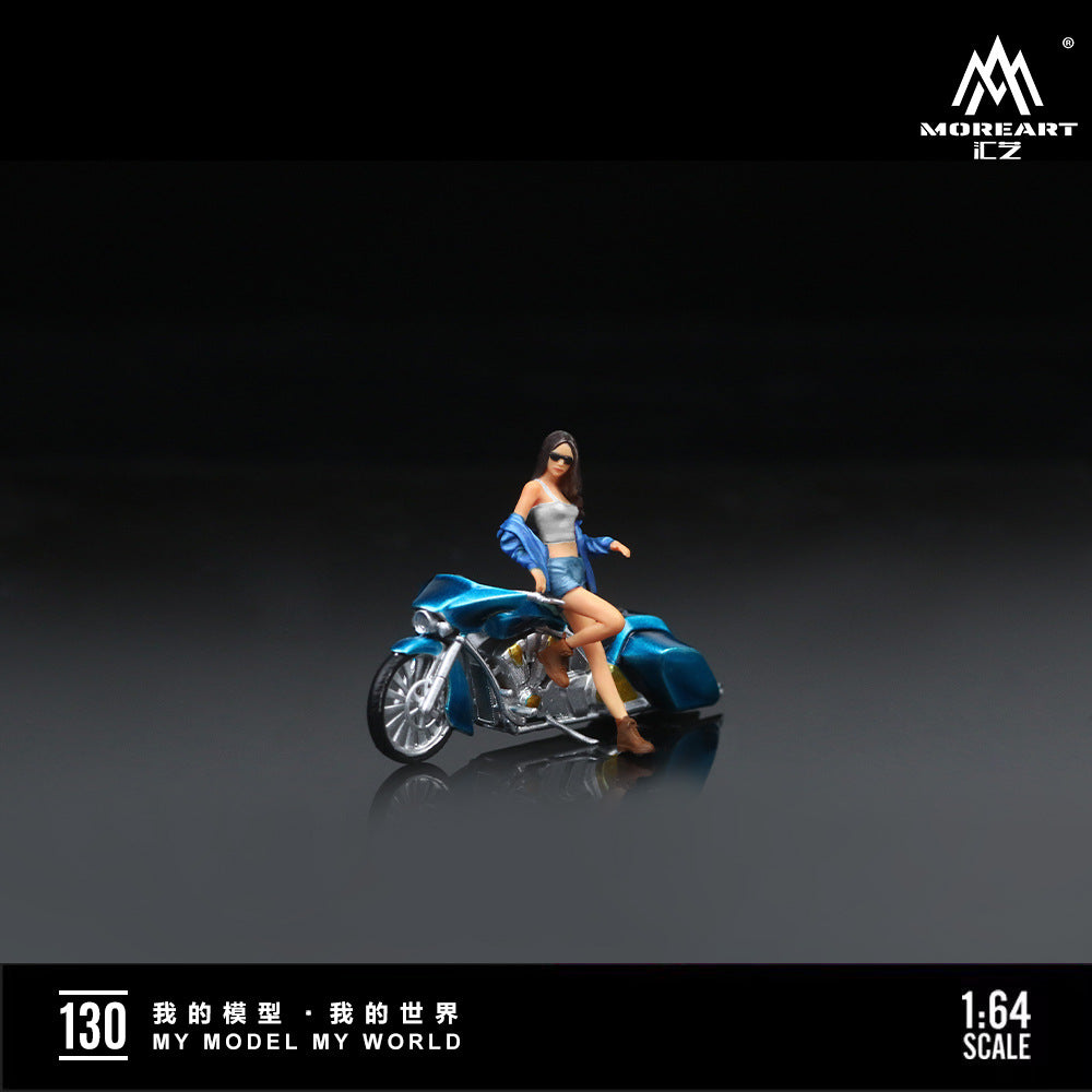 MoreArt1:64  藍色狂野機車女郎仿真樹脂模型 -CASEZONE