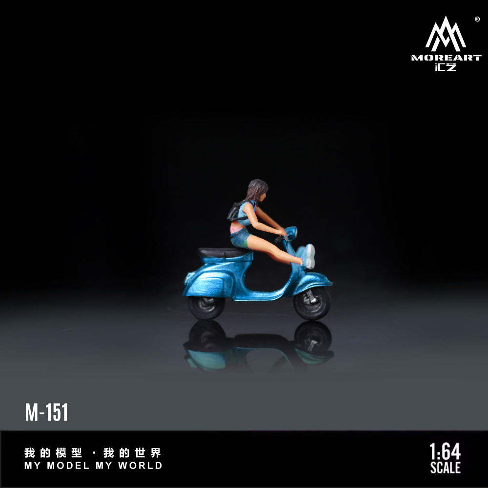 MoreArt1:64  雙色踏板車摩托人偶仿真樹脂模型-CASEZONE