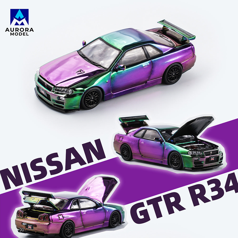 AM 2024汽車改裝展覽會展會限定 R34前後開蓋 合金車模型-CASEZONE
