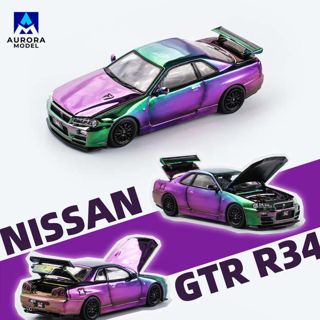 AM 2024汽車改裝展覽會展會限定 R34前後開蓋 合金車模型-CASEZONE