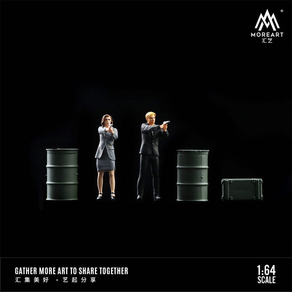 MoreArt1:64 冷酷雙人特工人偶套裝樹脂模型微縮小人擺件-CASEZONE