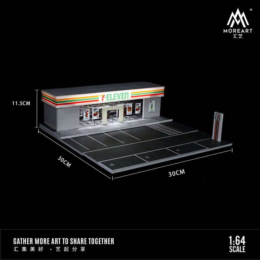 MoreArt1:64  711羅森便利店燈光版拼裝場景模型-CASEZONE