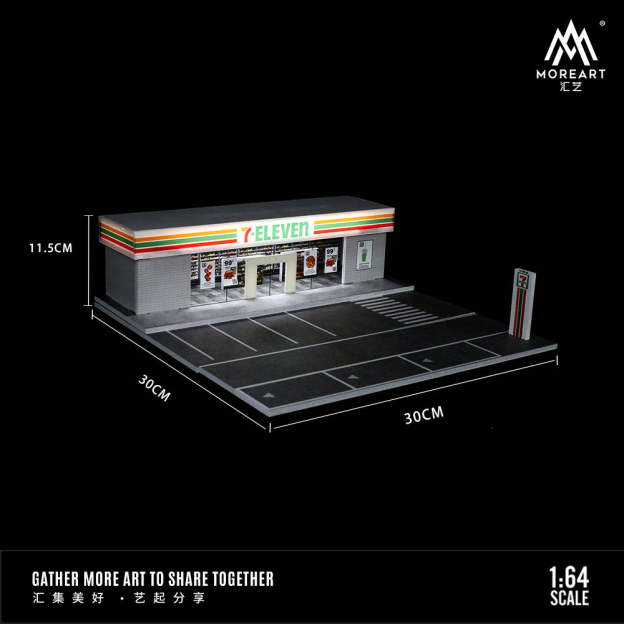MoreArt1:64  711羅森便利店燈光版拼裝場景模型-CASEZONE