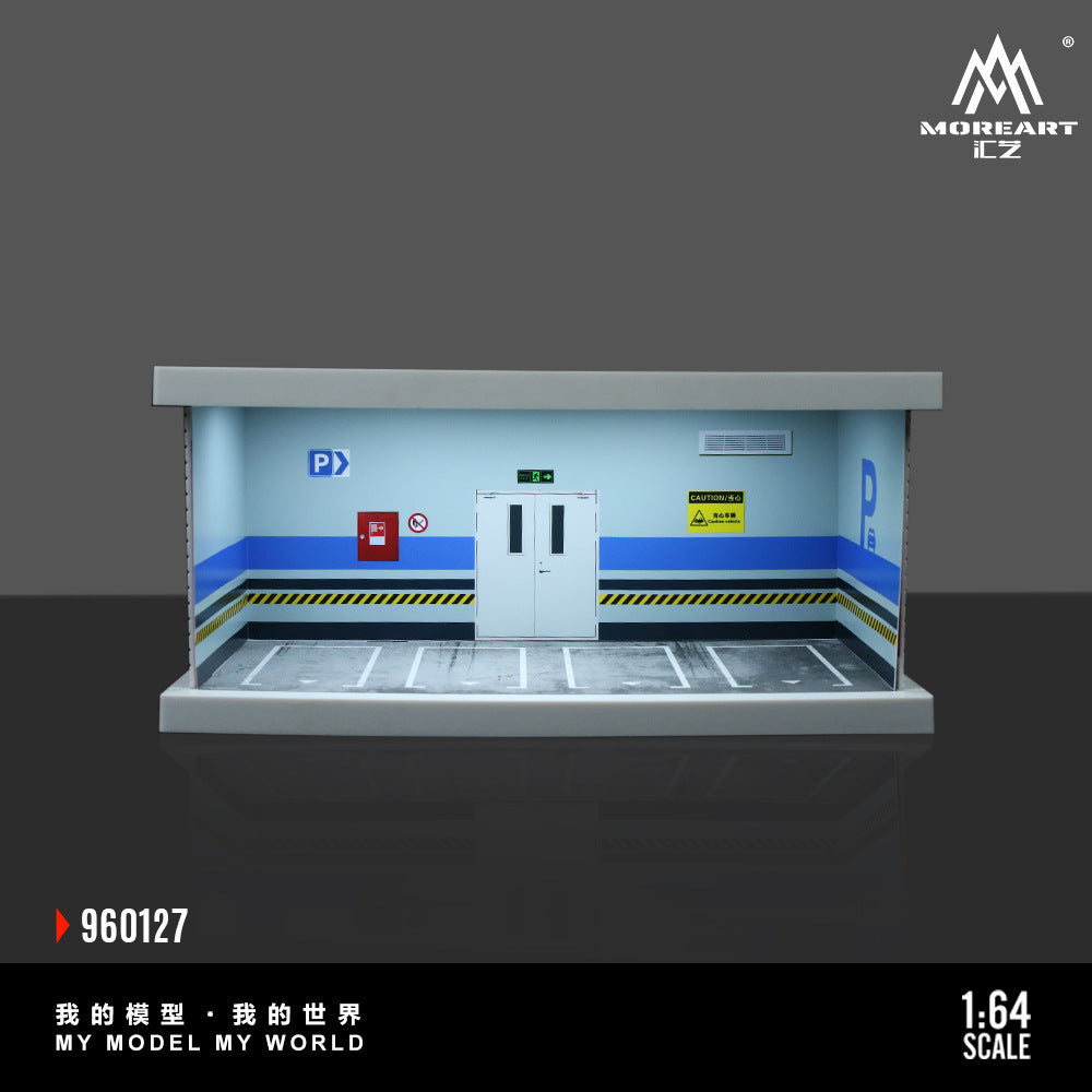 匯藝MoreArt1:64 地下停車庫燈光版拼裝場景仿真模型-CASEZONE