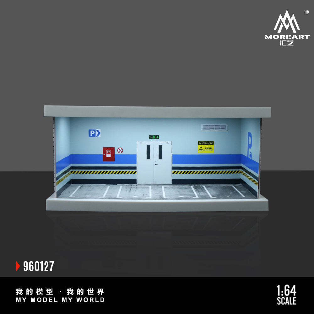 匯藝MoreArt1:64 地下停車庫燈光版拼裝場景仿真模型-CASEZONE