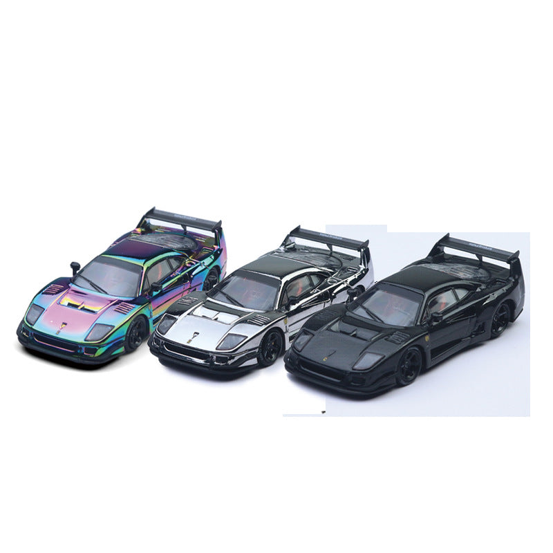 SUPCAR 1:64 F40 黑碳 電鍍銀 電鍍彩禮盒版仿真合金車模-CASEZONE