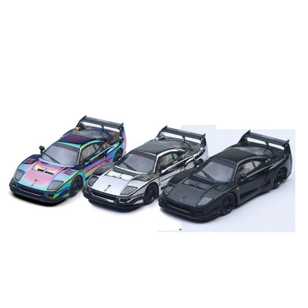 SUPCAR 1:64 F40 黑碳 電鍍銀 電鍍彩禮盒版仿真合金車模-CASEZONE