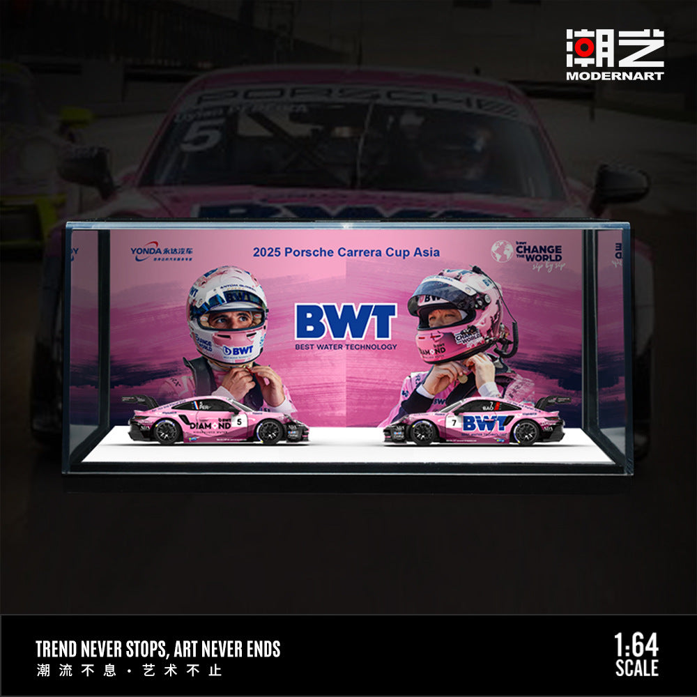ModernArt&永達汽車聯名1:64 保時捷911 GT3 CUP(992) BWT賽車合金車模型-CASEZONE